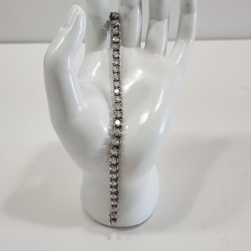 Vintage Sterling Silver Cubic Zirconia 4mm Tennis Bracelet 7 Inch